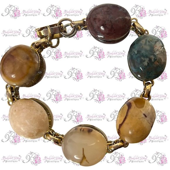 Jewelry - 1940s scarab bracelet EGYPTIAN STYLE GOLD real gem stone healing crystals 💎⭐️